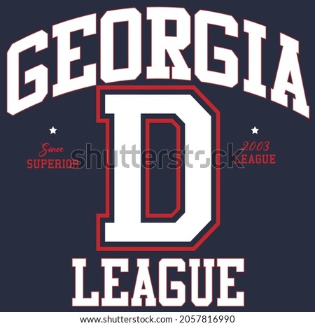 Retro vintage college Georgia League with letter slogan print for graphic tee t shirt or embroidery patch sticker - Vector