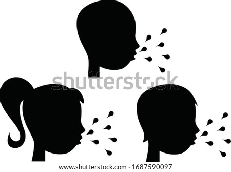 Coughing people - Silhouette face icons