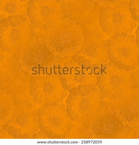 seamless pattern, gypsum board painted with yellow watercolors, stamped shapes of small flowers texture