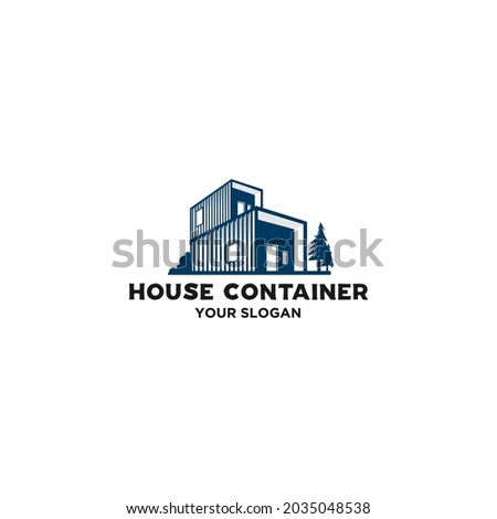 simple house container logo vector