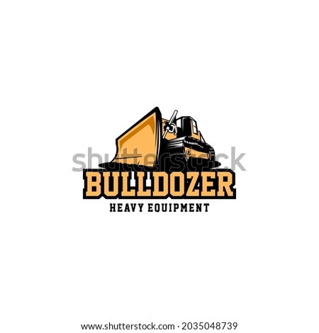 bulldozer heavy equipment logo vector