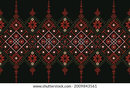 Ethnic Print Fabric Pattern. Geometric seamless ornament for ceramics, wallpaper, textile, web, cards. Ethnic pattern. Border ornament. Native american design, Navajo. Mexican motif, Aztec ornament
