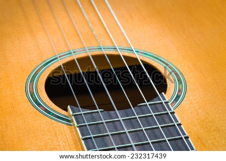 Close up of classical guitar body