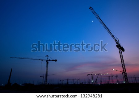construction site sunset