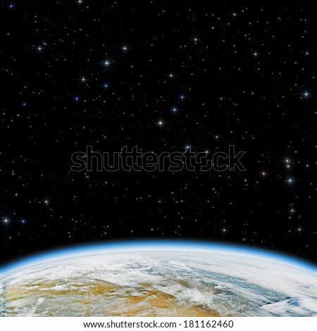 Earth and Milky way stars. Stars are my astro-photography work. Earth furnished by NASA/JPL.