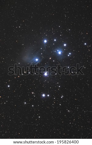 Famous Pleiades nebula in zodiac constellation of Bull.