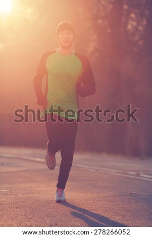 Jogging in sunrise/sunset.