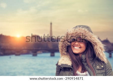 Urban girl with Paris background.