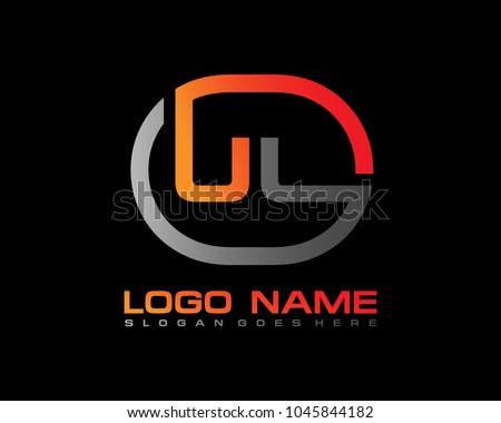 U L Initial circle logo template vector