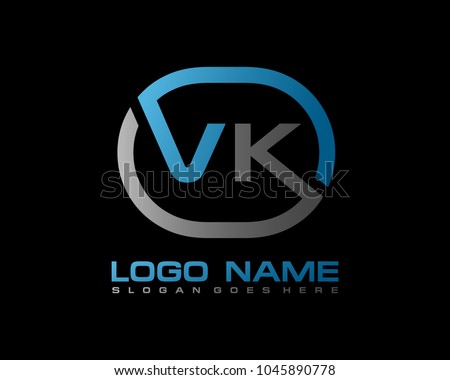 V K Initial circle logo template vector