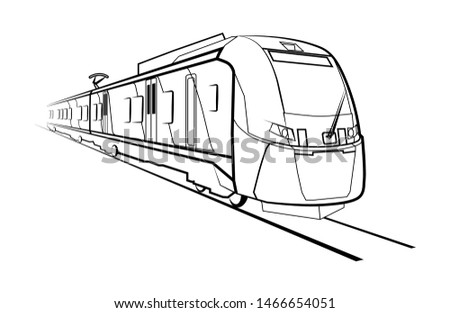 Russian high-speed train, linear drawing.