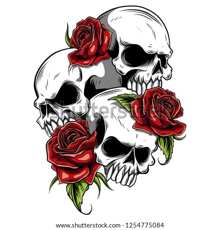 Free Vector Skull with Roses | Download Free Vector Art | Free-Vectors