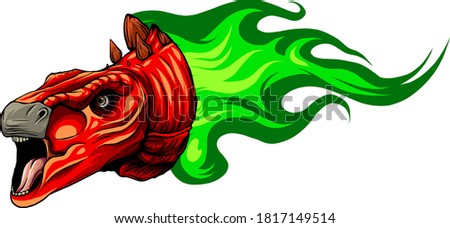 Vector Cartoon Dragon Head Isolated On White Background