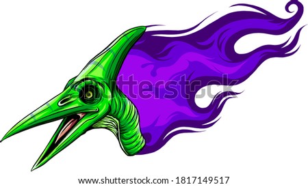 Vector Cartoon Dragon Head Isolated On White Background