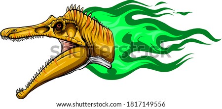 Vector Cartoon Dragon Head Isolated On White Background