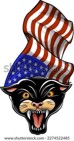 black panther with america flag