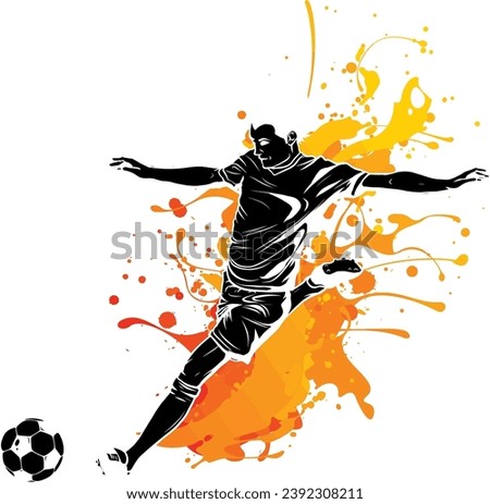 kick the ball soccer vector illustration. digital hand draw