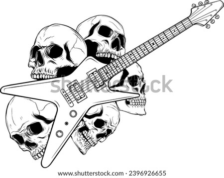 outline electric guitar line art