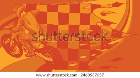 vector illustration of motocross with race flag