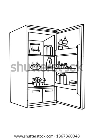 Refrigerator drawing. Line isolated on clean background. Vector