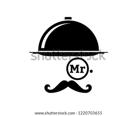 Silhouette Vector Service Mister Cloche on the Restaurant Sign Symbol Icon Logo Template Design Inspiration Сток-фото © 