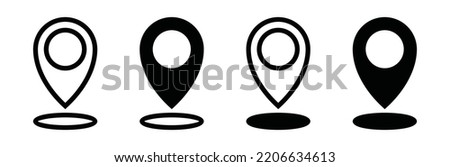 Maps pin location icon vector set. Map pin place marker silhouette. Map marker pointer icon. GPS location sign symbol icon flat vector