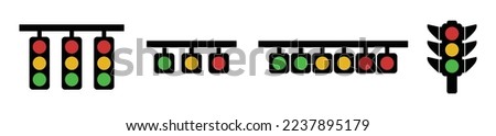 Traffic lights icon vector.  Race lights starts and finish sign. The race light starts. Green, yellow, and red light icon set, symbol illustration