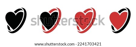 Heart in generic circle icons vector logo. Love heart and circle icon for apps and websites, symbol illustration 