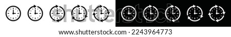 Time clock icon. Reload time icon set. Rotating or spinning time icon vector, symbol illustration