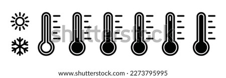 Temperature icon set. Temperature scale icon symbol. Weather sign. Thermometer icons. Warm and cold air temperature symbol for apps and websites, vector illustration