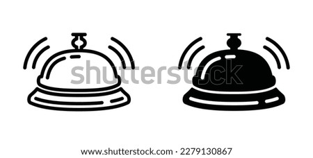 Hotel bell icon. Service, reception, hotel, costumer, guest, and restaurant bell icon symbol. Bell rings sign in line and flat style. Vector illustration