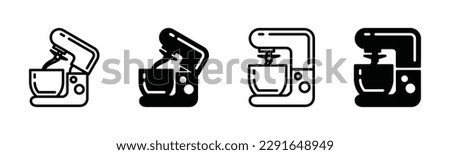 Dough mixer icon vector. Stand mixer icon on white background. Cream mixer with bowl symbol in line and flat style. Vector illustration