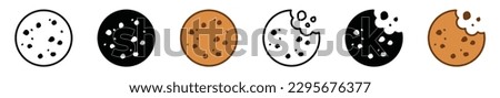Cookie icon vector. Biscuit, cracker, Snack icon symbol in line, flat, and colors style on white background. Bitten biscuit icons. Bakery sign and symbol. Vector illustration