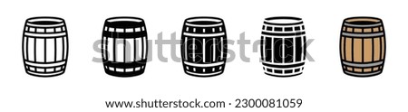 Barrel icon vector set. Wooden keg icons in thin line, flat, and color style with editable stroke on white background. Beer and brewing sign and symbol. Vector illustration
