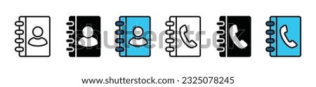 Address and contact book icon. Phone book icon. User profile book icon symbol in line and flat style on white background with editable stroke for apps and websites. Vector illustration EPS 10
