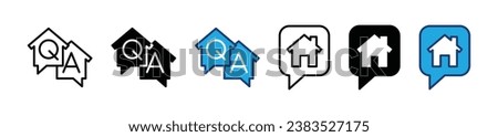 Housing questions and answers icon set. Home or house discussion icon symbol on white background. Q and A. Vector illustration