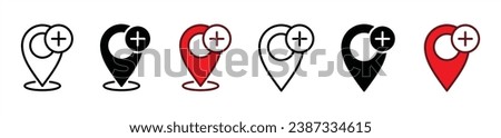 Add location icon. Add a map pin icons. Add map pin pointer marker icon symbol on white background. Vector illustration