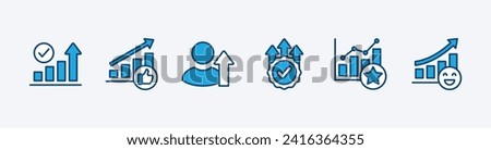 Business growth icon. Successful business report development icons symbol collection. Growth success, chart. Vector illustration