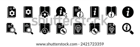 Manual book icon set. User guide book icons. Containing instruction, information, guide, reference, help and support. Vector illustration