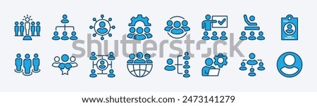 Set of people icon. Containing group, leader, businessman, staff, human resource, teamwork, hierarchy, office management, manager, user, profile, organization, agent. Vector illustration