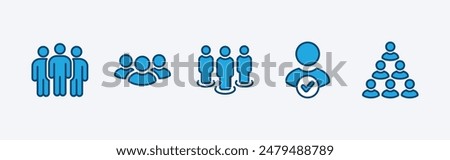 Set of people, human, person icon. Containing participants, group, team, organization, community, population, audience, member. Vector illustration