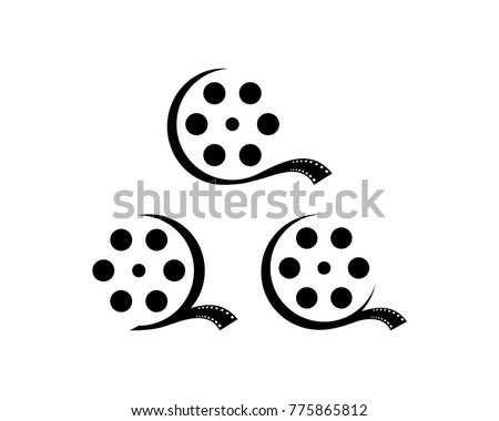 Black Classic Cassette Roll Film like Initial Letter Q Symbol Logo Vector Set