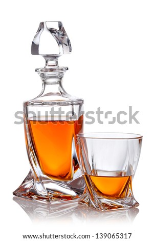 Glass of scotch whiskey with clipping path