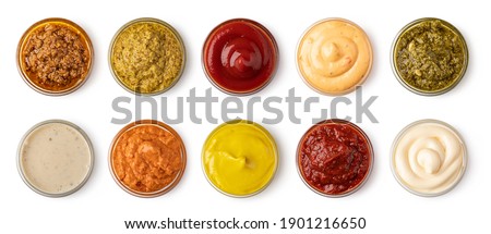 set of bowl with sauce isolated on white background Foto stock © 
