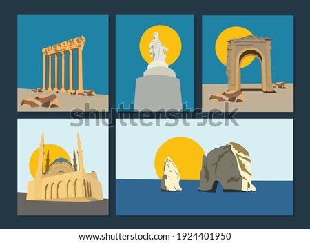 Lebanon Iconic Heritage Landmarks and Monuments illustration