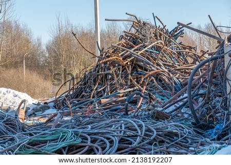 waste of old copper cables in the shell. scrap for non-ferrous metallurgy. Foto stock © 