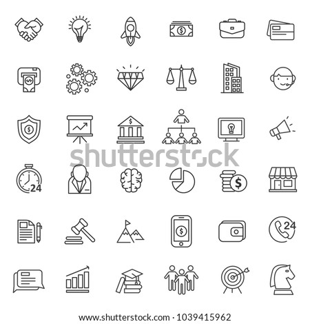set of strat up icon with thin and simple line style use for web asset and pictogram element, editable stroke