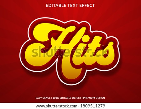 hits text effect template design with bold font style and retro concept use for brand and business logo