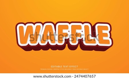 waffle food editable 3d text effect template bold typography and abstract style, food logo and fast food brand