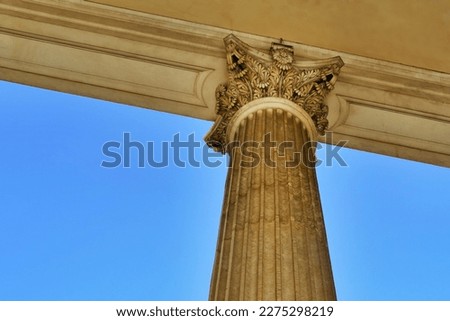 Image, Stock Photo Detail of a neoclassical building under the last lights of the sunset